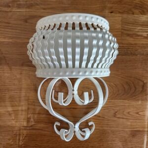 HOMCO Vintage Wall Pocket Home Decor Interior WHITE Metal  Shabby Chic 70's